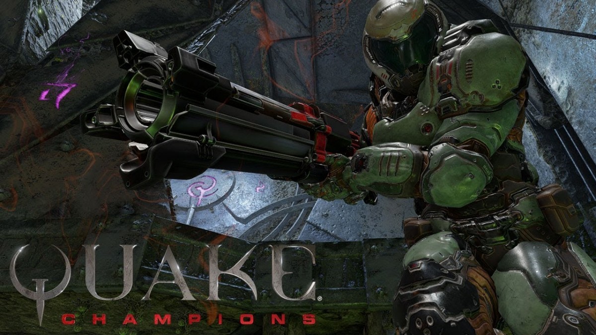 Quake Champions arena gameplay during the June 2018 update that added bots